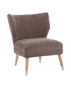 Regents Fabric Accent Chair In Grey With Wooden Legs