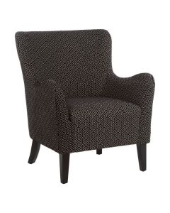 Regents Fabric Armchair In Black With Wooden Legs