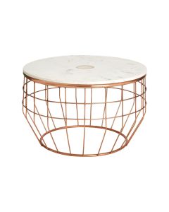 Vizzini Round Marble Coffee Table With Copper Metal Frame