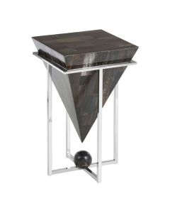 Ripley Small Dark Petrified Wooden Top Side Table In Grey
