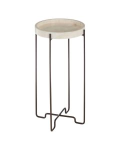 Ripley Round Onyx Stone Side Table In Natural With Black Frame