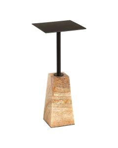 Ripley Black Metal Side Table With Natural Onyx Stone Base