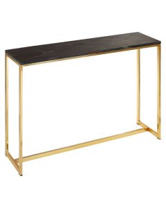 Ripley Petrified Wooden Top Console Table With Gold Metal Frame