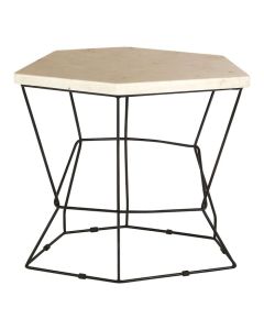 Ripley Onyx Stone Side Table In Natural With Black Polygonal Frame