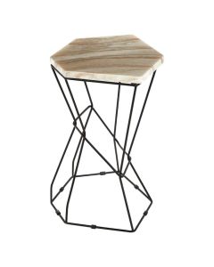 Ripley Onyx Stone Side Table In Natural With Black Frame