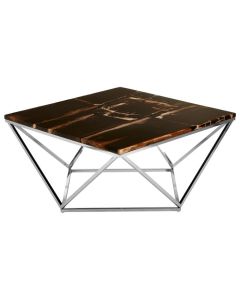 Ripley Square Dark Petrified Wooden Coffee Table In Brown