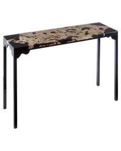 Ripley Cheese Stone Top Console Table With Black Metal Legs