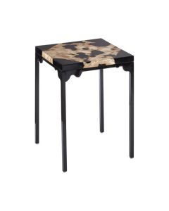 Ripley Cheese Stone Top Side Table With Black Metal Legs