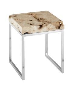Ripley Square Cheese Stone Top Side Table With Stainless Steel Frame