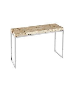 Ripley Cheese Stone Top Console Table With Stainless Steel Legs
