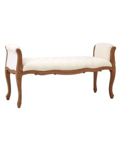 Loire Cotton Fabric Upholstered Hallway Seating Bench In White