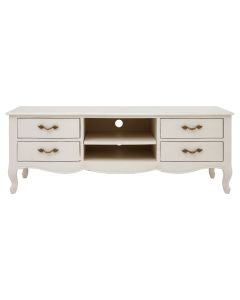 Loire Wooden TV Stand In White With 4 Drawers And 2 Shelves