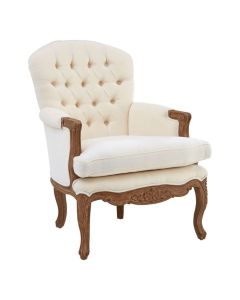 Lankaran Cotton Fabric Upholstered Armchair In White