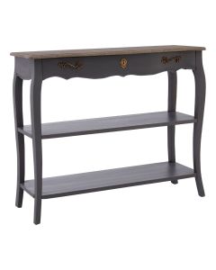 Loire Wooden Console Table With 2 Shelves In Dark Grey