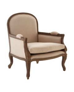 Lankaran Cotton Fabric Upholstered Armchair In Beige