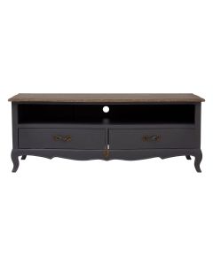 Loire Wooden TV Stand In Dark Grey With 2 Drawers