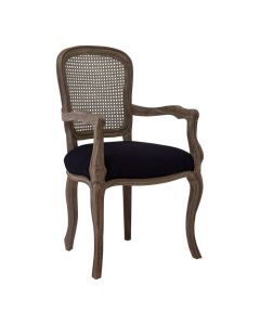 Lankaran Mahogany Wood Armchair With Black Fabric Seat
