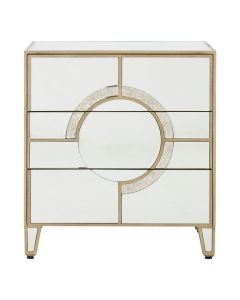 Knightsbridge Mirrored Glass Bedside Cabinet With 3 Drawers