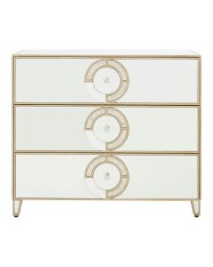 Knightsbridge Mirrored Glass Chest Of 3 Drawers In Natural Tone