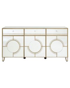 Knightsbridge Mirrored Glass Sideboard With 3 Doors 3 Drawers In Natural Tone