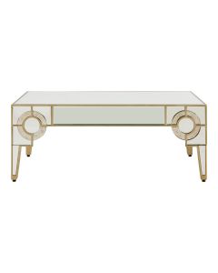 Knightsbridge Mirrored Glass Deco Coffee Table In Natural Tone