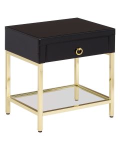 Ianto Wooden Side Table With 1 Drawer In Gold