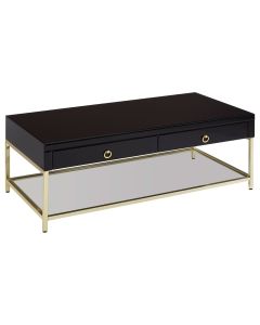 Kensington Townhouse Wooden Coffee Table In Black With 2 Drawers