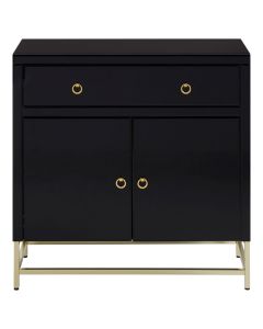 Kensington Townhouse Storage Cabinet In Black With 2 Doors And 1 Drawer