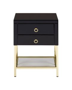 Kensington Townhouse Glass Bedside Cabinet In Black With 2 Drawers