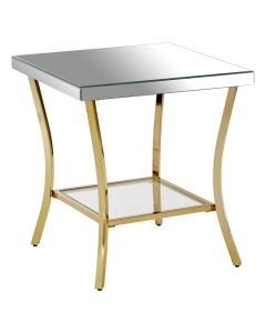 Ianto Mirrored Glass Side Table With Gold Metal Legs