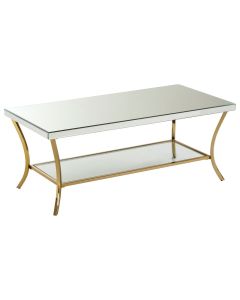 Kensington Townhouse Glass Coffee Table In Silver With Gold Legs