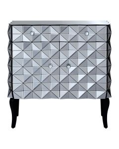 Soho Mirrored Glass Sideboard In Silver With Black Wooden Legs