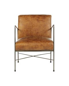 Hoxton Faux Leather Dining Chair In Light Brown With Sturdy Iron Legs