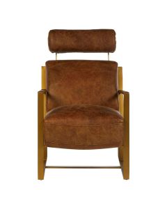 Hoxton Genuine Leather Lounge Chair In Rose Gold