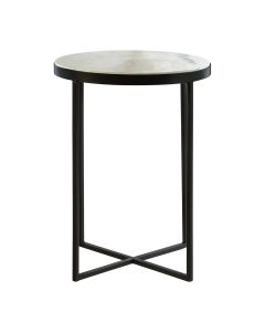 Shalimar Round Marble Side Table With Black Cross Base