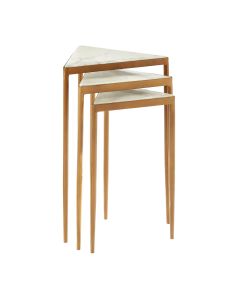 Shalimar Marble Nest Of 3 Tables With Gold Tripod Base