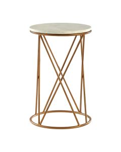 Shalimar Round Marble Side Table With Gold Cross Base
