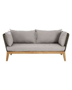 Ochoa Fabric 3 Seater Sofa In Grey With Natural Wooden Legs
