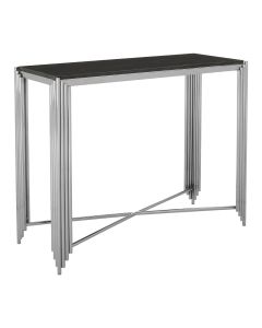 Clarice Granite Marble Console Table With Silver Stainless Steel Legs