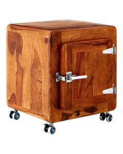 Merova Wooden Side Table With 1 Door In Light Teak