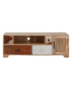 Marwar Wooden TV Stand In Multicolour With 1 Door And 4 Drawers
