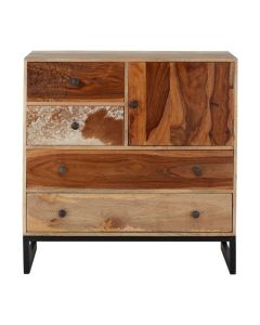Meriden Small Wooden Sideboard In Multi-colour With 1 Door And 4 Drawers