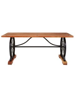 Nandri Rectangular Wooden Dining Table In Natural With Black Iron Frame