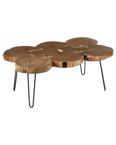 Nandri Wooden Coffee Table In Acacia With Black Metal Legs