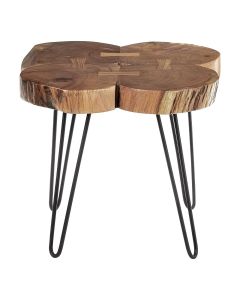 Nandri Wooden Side Table With Black Metal Legs