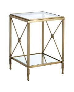Abeeku Square Mirrored Glass Top Side Table With Gold Metal Legs