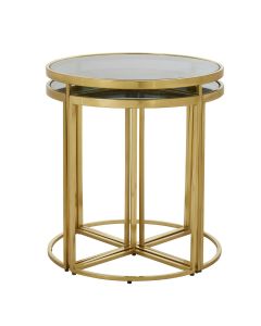 Axis Black Glass Nest Of 5 Tables With Gold Frame