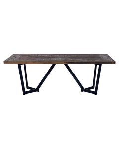 Midas Wooden Dining Table In Natural Elm With Black Iron Frame