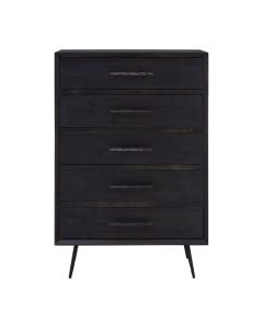 Madsen Wooden Chest Of 5 Drawers In Dark Grey