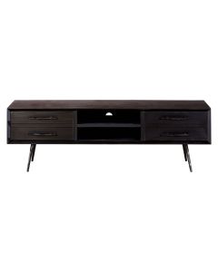 Madsen Wooden TV Stand In Dark Grey With 2 Drawers And 1 Shelf